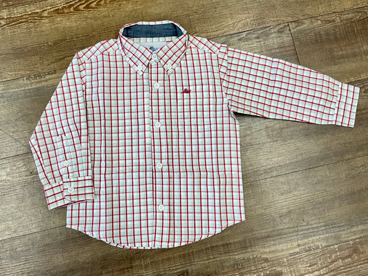 Boys Dress Shirt - Red/Green