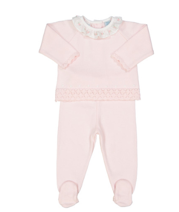 Rose Ruffle Collar Diamond Knit Set
