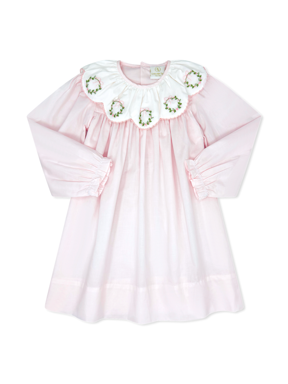 Chloe Dress - Blessings Pink Batiste, Wreath