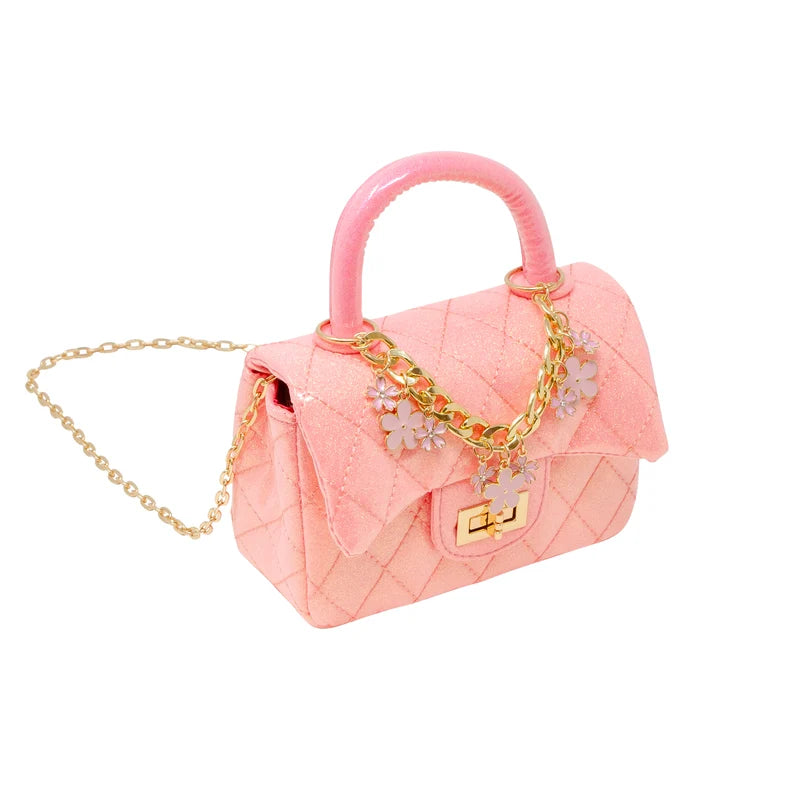 Classic Sparkle Top Handle Handbag- Bubblegum