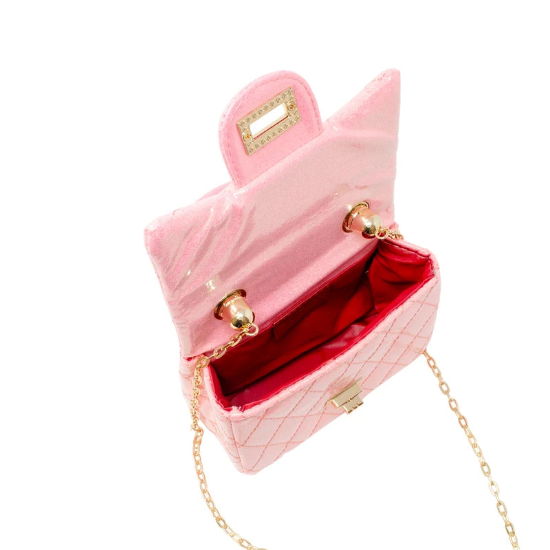 Classic Sparkle Top Handle Handbag- Bubblegum