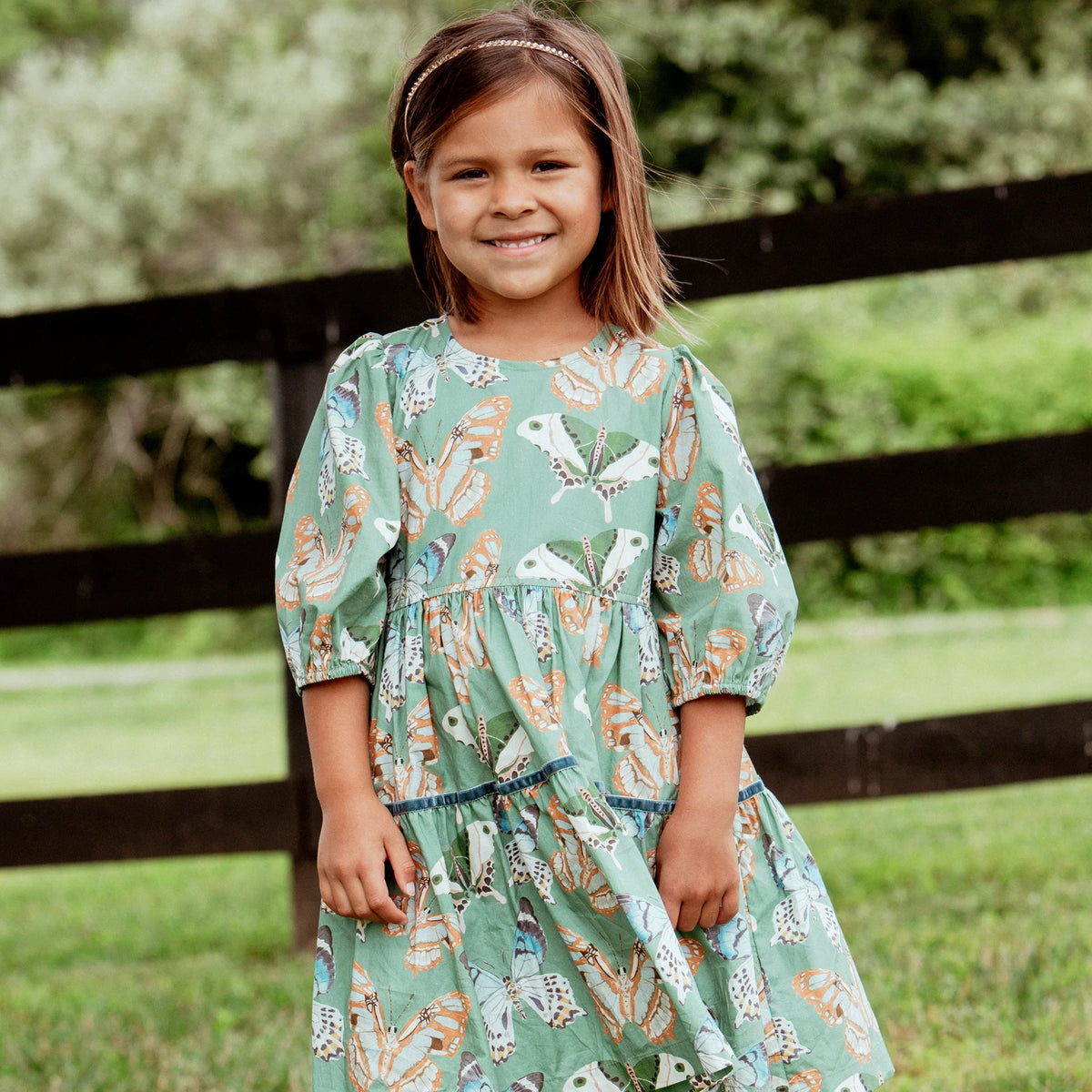Maribelle Dress- Green Butterflies