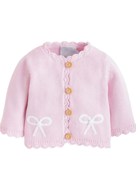 Crochet Cardigan - Pink Bow