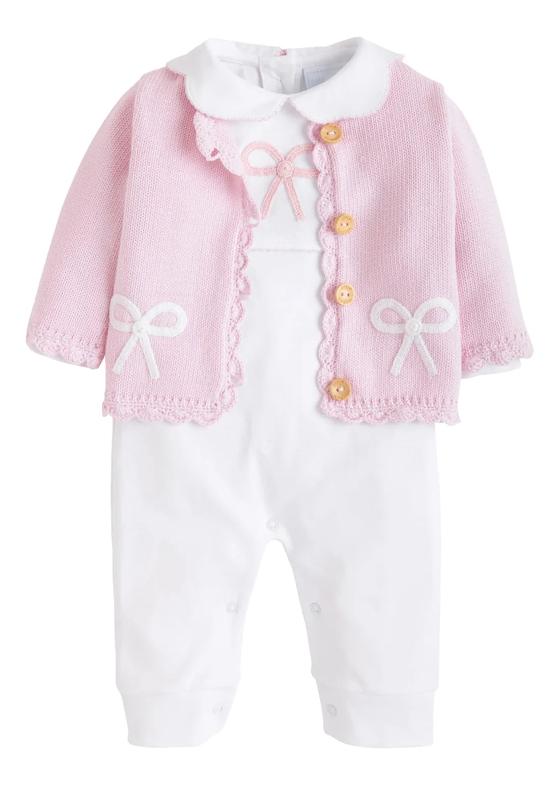 Crochet Cardigan - Pink Bow