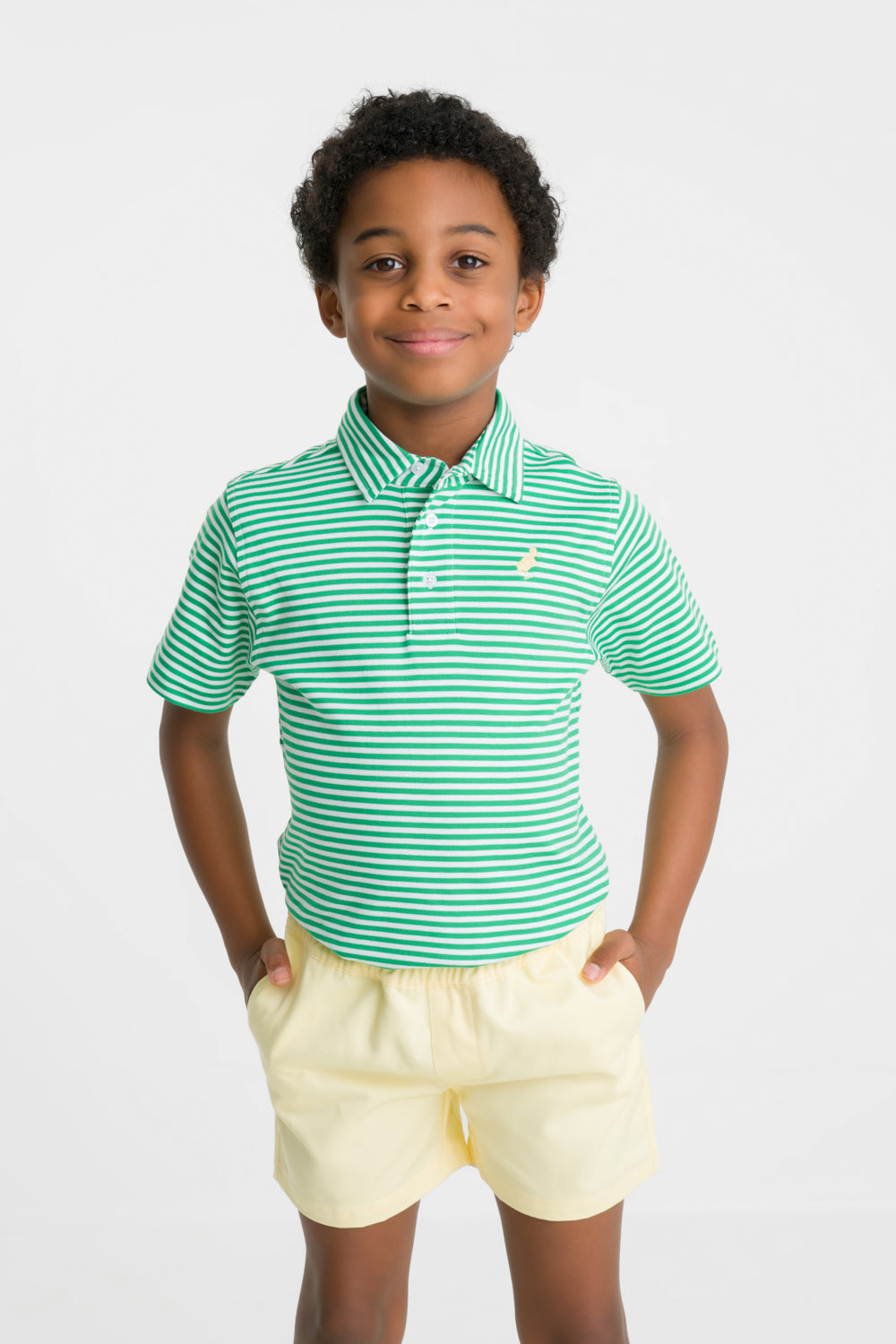 Prim & Proper Polo - Kelly Green Stripe