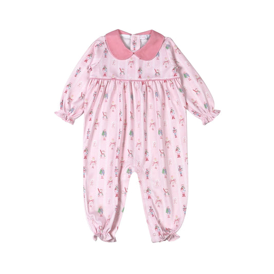 Pink Nutcracker Pima Scalop Collar Romper