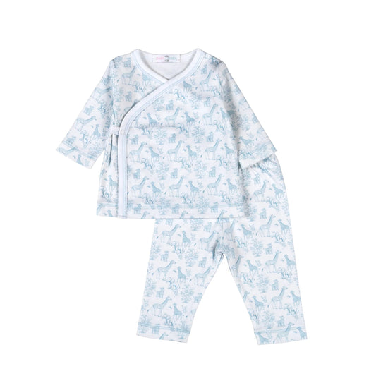 Blue Safari Pima Kimono Pants Set