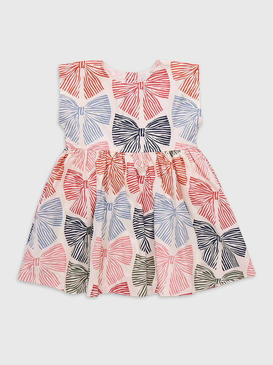 Girls Adaline Dress- Multi Striped Bows
