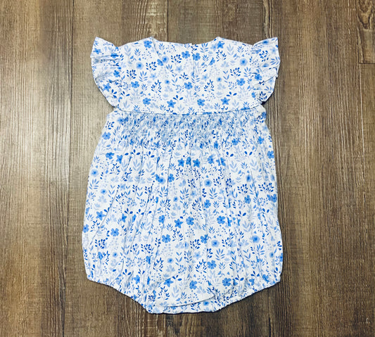 Blue Floral Sleeveless Geo Bubble