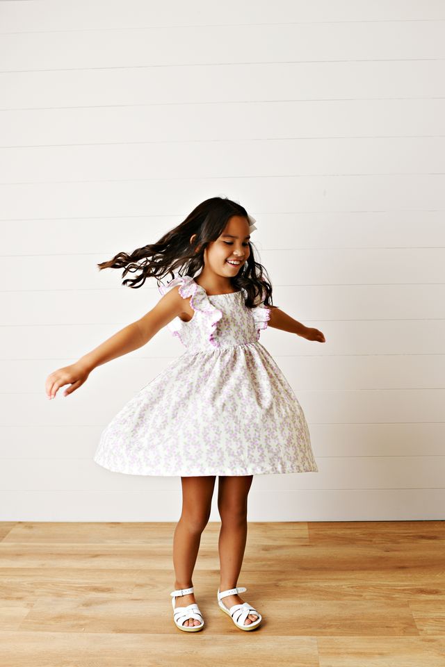 Purple Floral Pinafore Dress