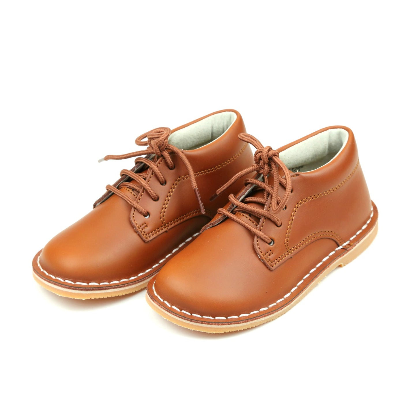 Tuck Mid-Top Lace Up Shoe - Cognac