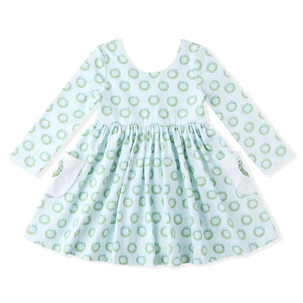 Wreath Embroidery Pocket Dress