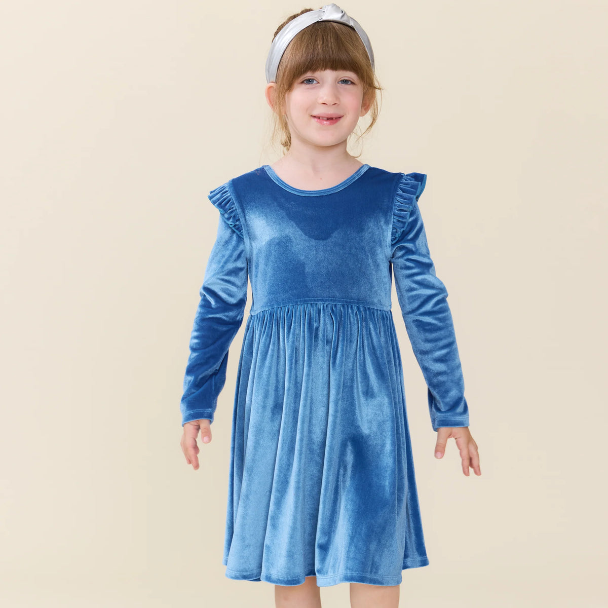 Natalie Dress- Bright Blue Velour