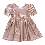 Girls Lame Laurie Dress- Champagne Textured