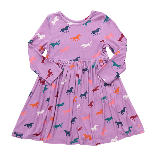 Girls Bamboo Steph Dress- Lavender Multi