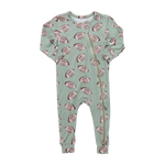 Baby Bamboo Romper- Green Flying Footballs