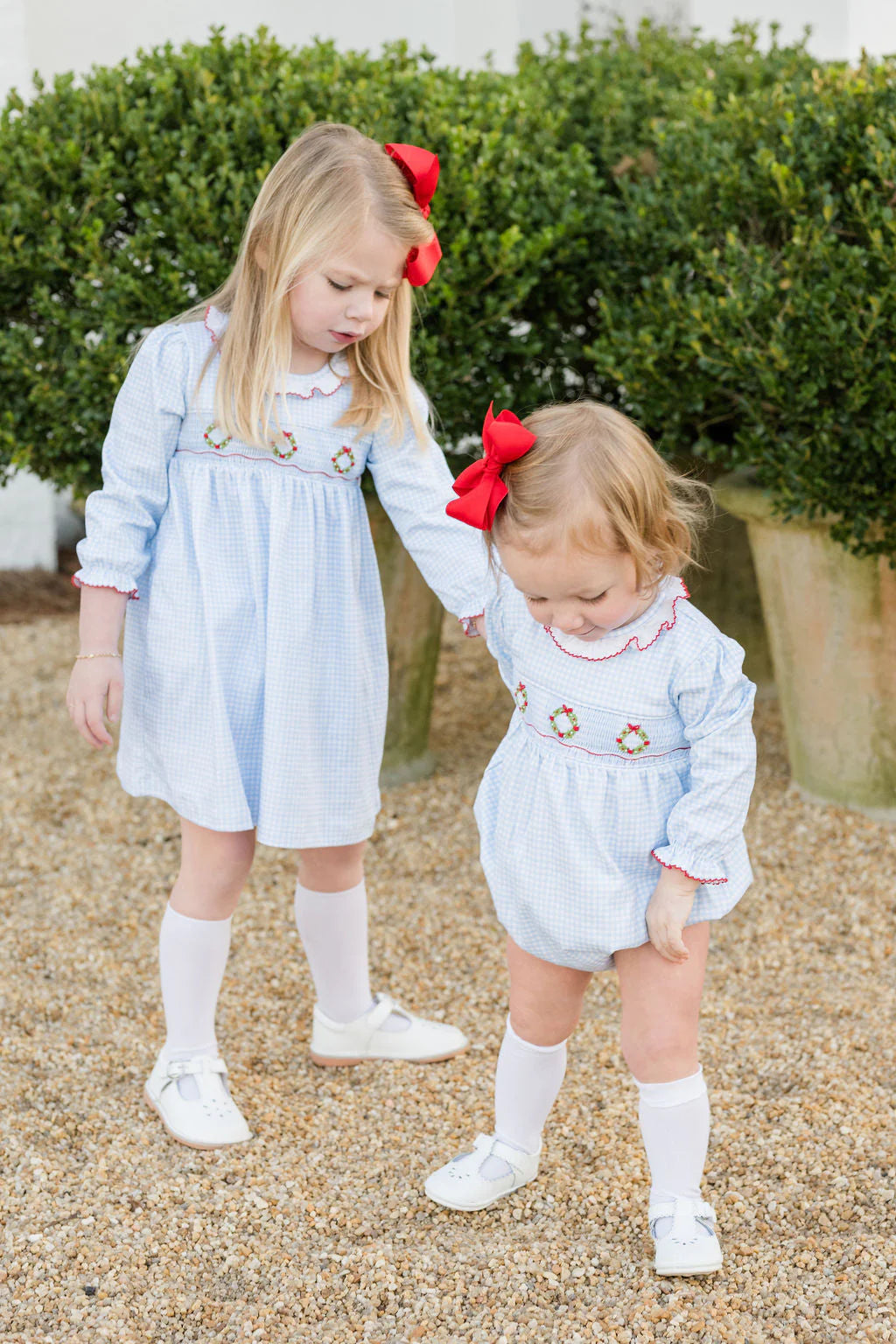 Sara Dress, Smocked Wreath