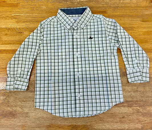 Boys Long Sleeve Dress Shirt- Olive/Elm