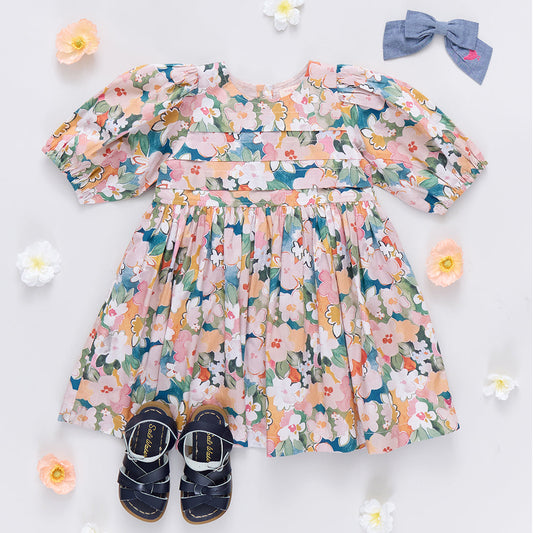 Girls Evelyn Dress- Watercolor Floral