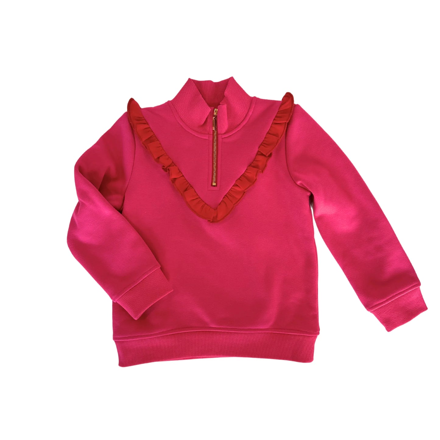 Girls' Half Zip In Pink/Red
