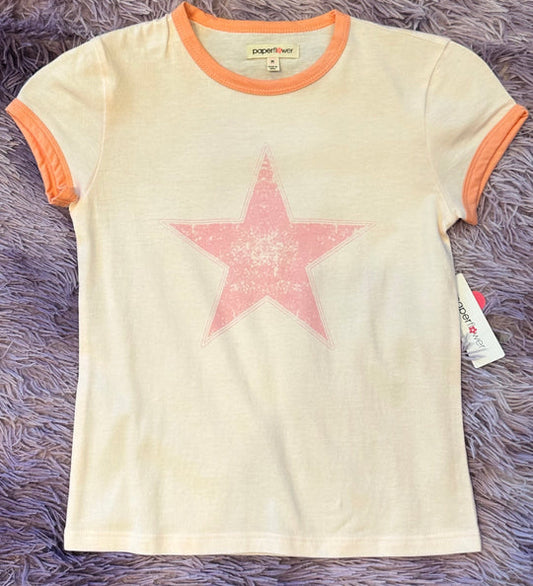 Distressed Star Ringer Graphic Tee