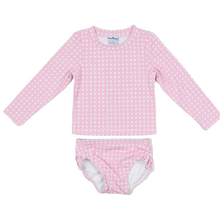 Pink Cane Lattice Girls' Swimsuit