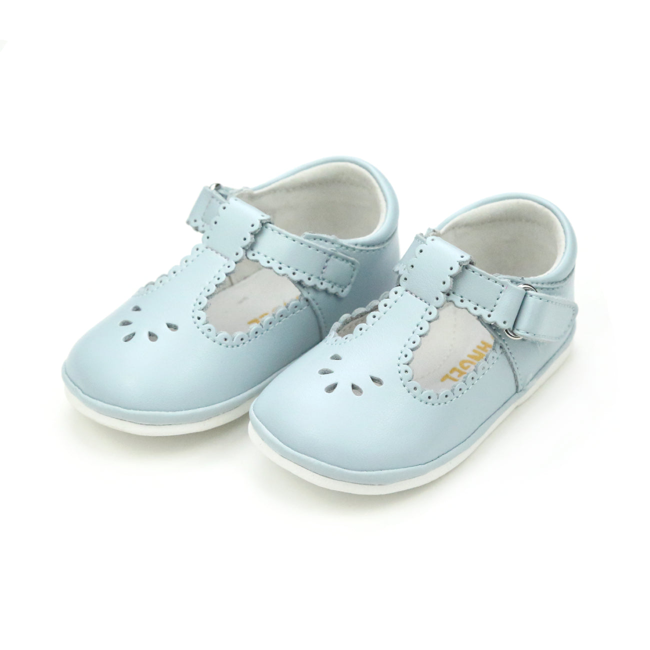 Dottie Scalloped Lt Blue T-Strap