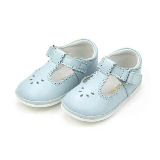 Dottie Scalloped Lt Blue T-Strap