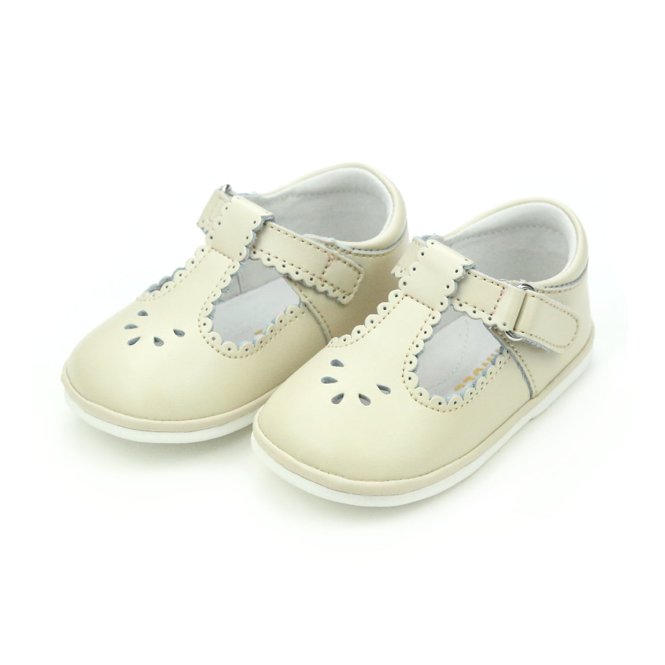 Dottie Scalloped T-Strap - Oatmeal