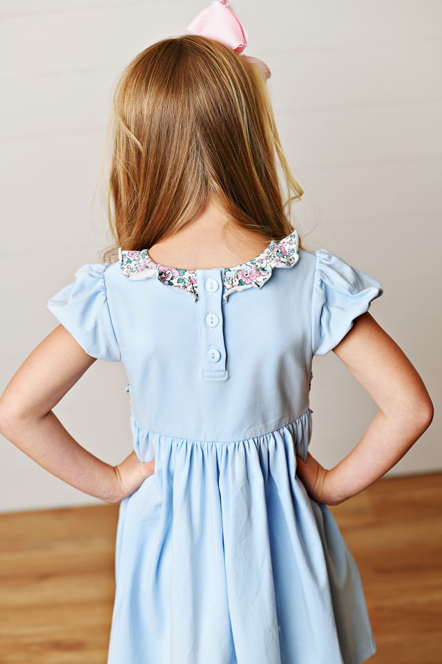 Tab Dress- Blue Floral