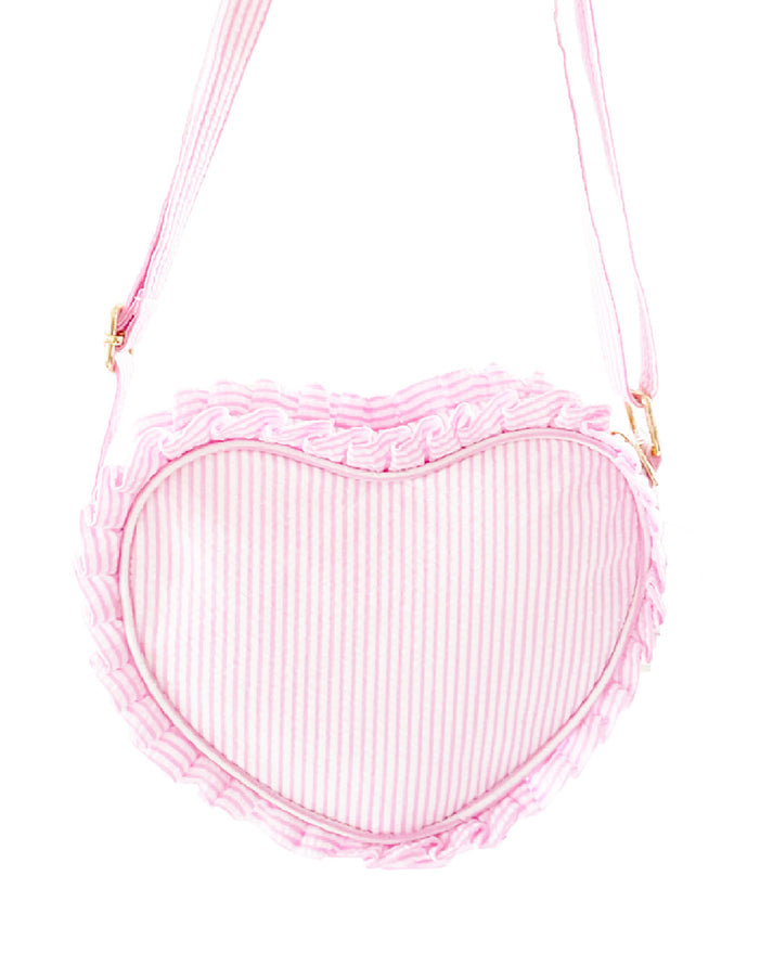 Heart Purse - Seersucker Pink