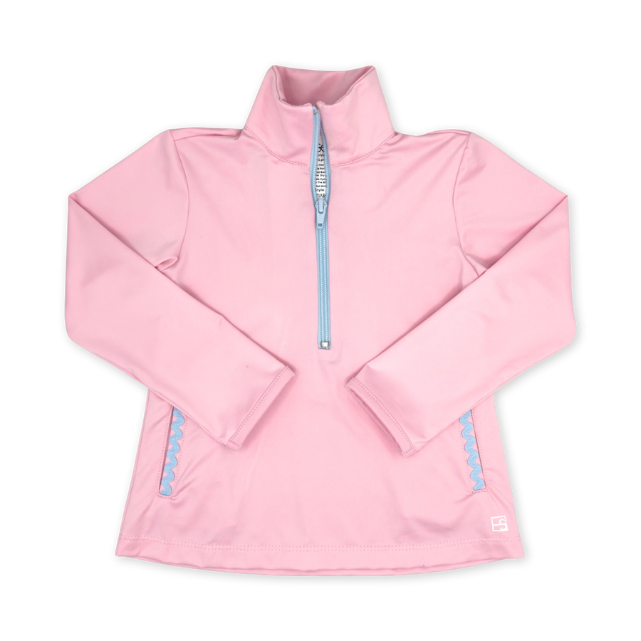 Heather Half Zip- Cotton Candy Pink & Blue