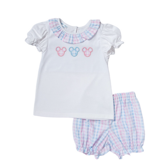 Mouse Pastel Plaid Bloomer Set