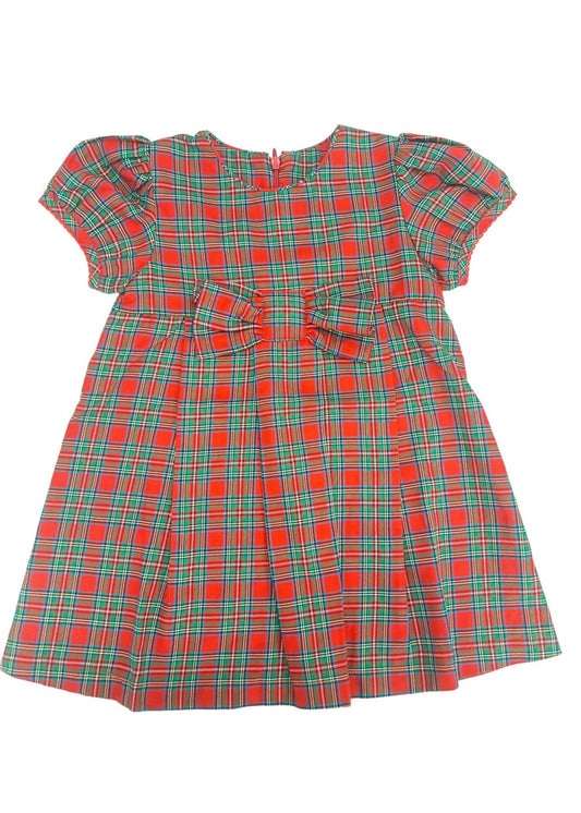 Red & Green Plaid Bow Dress