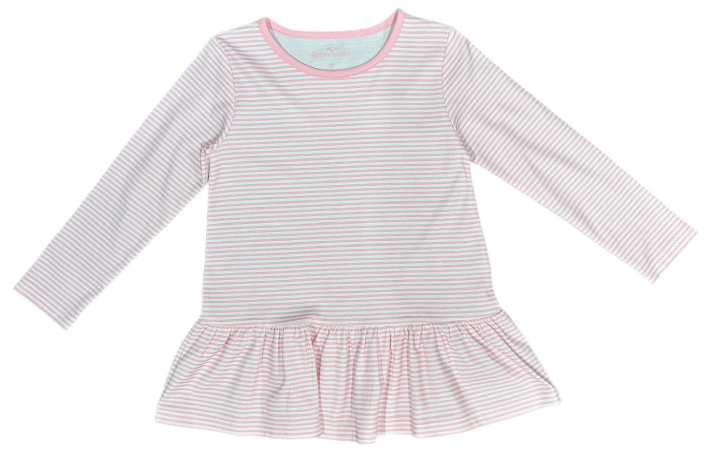 Basics Peggie Peplum Knit Top - Lt Pink Stripe