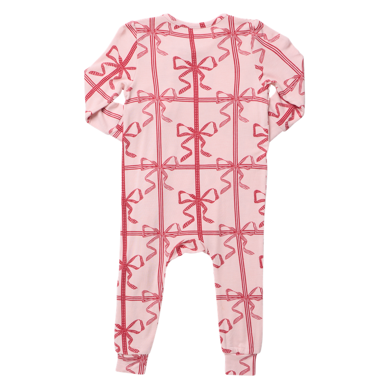 Bamboo Romper- Pink Present Bow