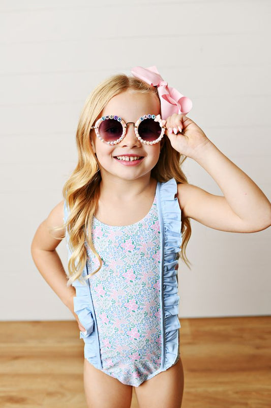 1 Pc Swimsuit- Blue Floral