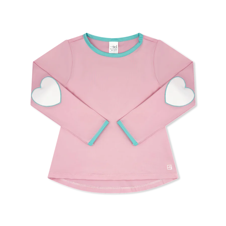 Kylie LS Tee- Cotton Candy Pink, Totally Turquoise