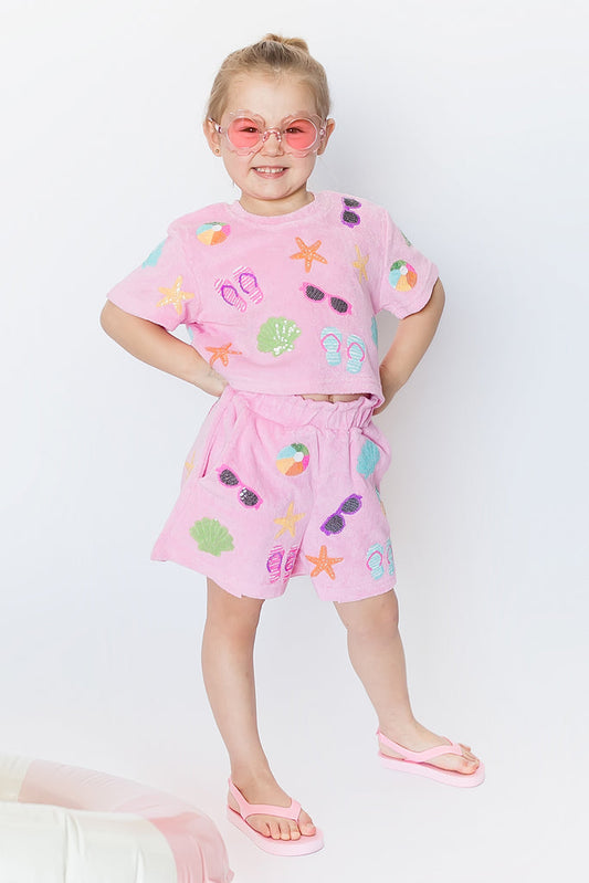 Lt Pink Beach Terry Cloth Top