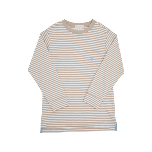 L/S Carter Crewneck - Khaki/Blue Stripe