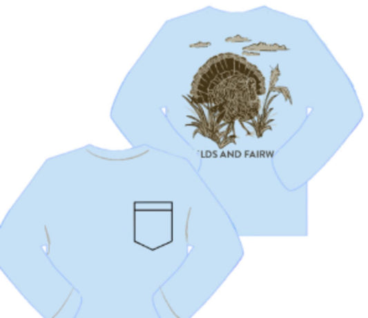 Lt Blue Turkey Pocket LS Shirt