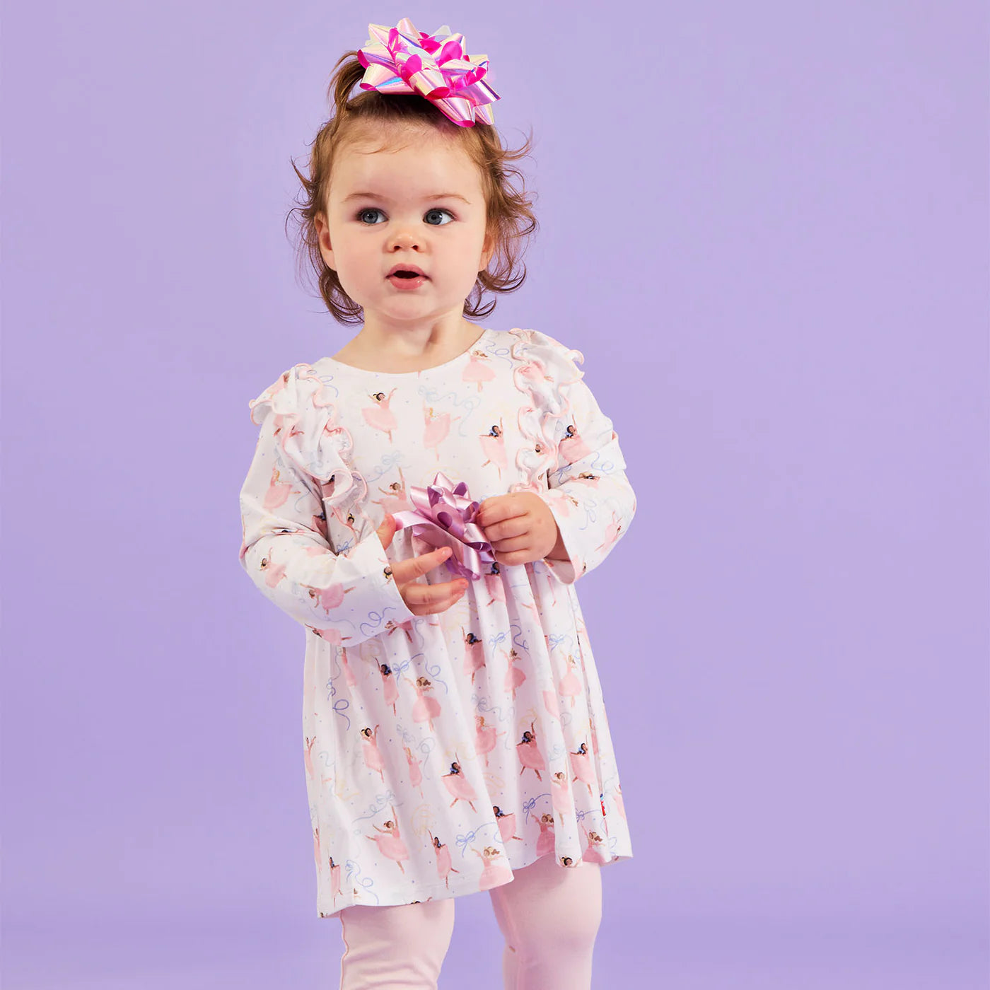 Pretty Plies Modal Dress W/ Ruff + Leggings