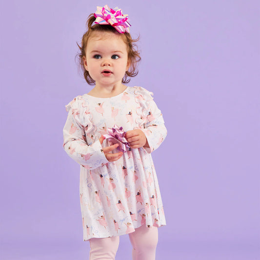 Pretty Plies Modal Dress W/ Ruff + Leggings
