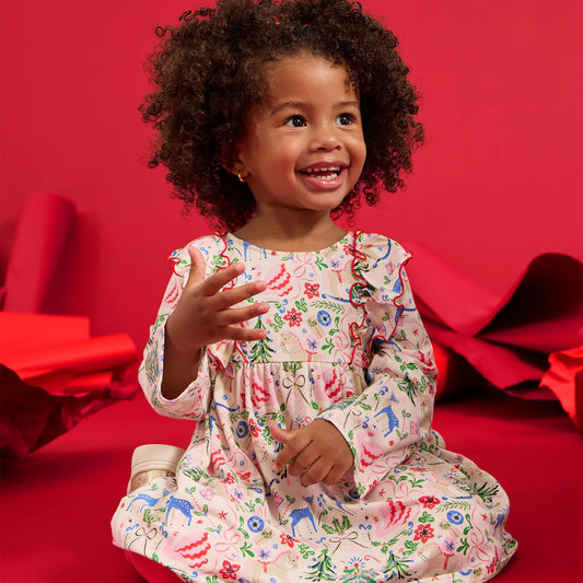 Sugar Plum Dreams Modal Dress W/ Ruff + Legging