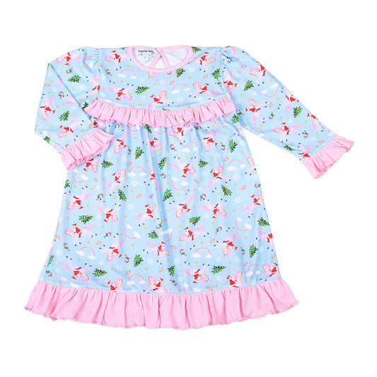 Merry Unicorns Ruffle LS Dress