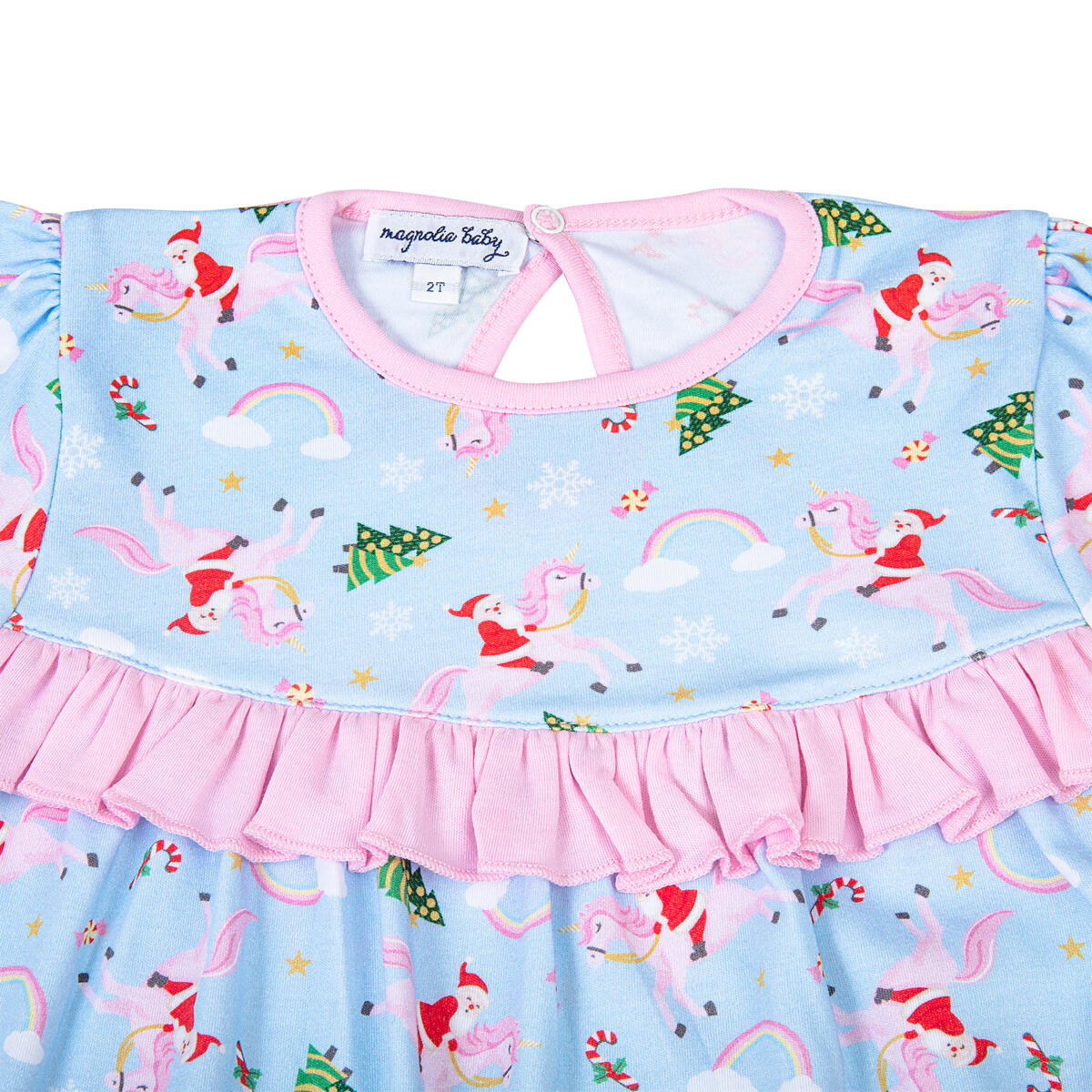 Merry Unicorns Ruffle LS Dress