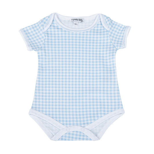 Mini Checks S/S Lap Bodysuit - Blue