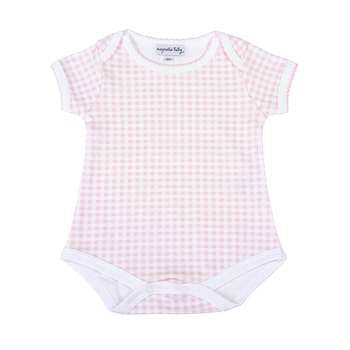 Mini Checks S/S Lap Bodysuit - Pink