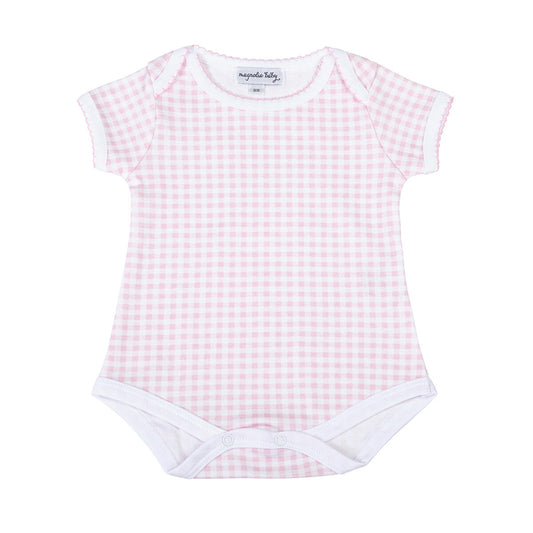 Mini Checks S/S Lap Bodysuit - Pink