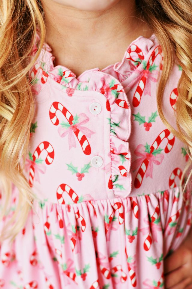 Butterknit Play Dress- Pink Candy Cane Twirl